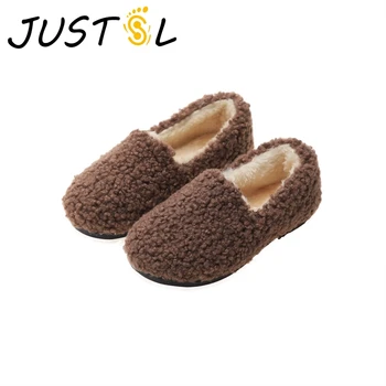 

JUSTSL Boys Girls Cotton-padded Shoes 2019 New Winter Children Keep Warm Nin-slip Shoes Kids Thickening Home Shoes