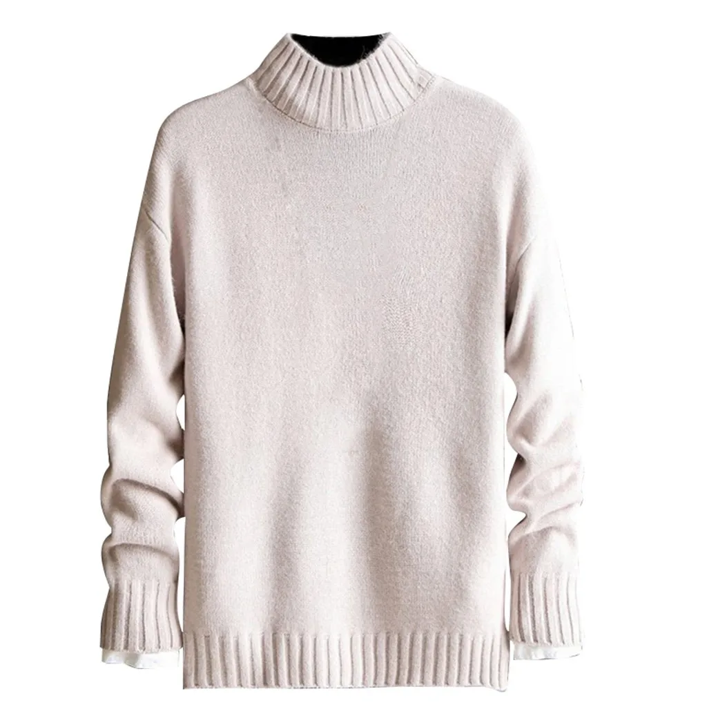 Womail осень-зима свитер с длинными рукавами мужские однотонные мужские пуловеры высокого качества модный Повседневный свитер мужской