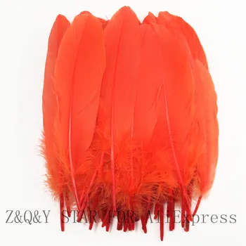 

50-200 natural goose feathers 15-20CM dyed watermelon red DIY craft jewelry clothing feathers