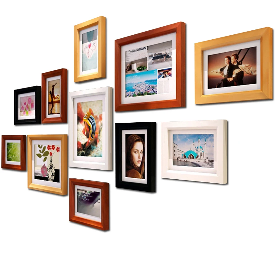 Photo Frame 11 шт Природа твердая простая деревянная фоторамка для стены Висячие свадебные парные рекомендации черные белые рамки подарок - Цвет: Photo Frame