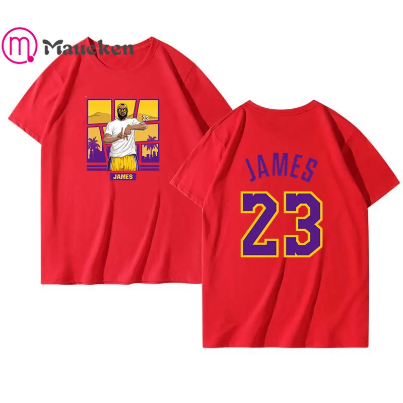 Новая желтая футболка lebron james 23 Мужская футболка с коротким рукавом из хлопка с круглым вырезом футболки для поклонников ла подарок