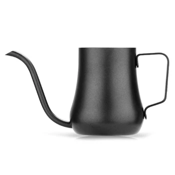 

Stainless Steel Gooseneck Drip Kettle Teflon Non-Stick Milk Frothing Jug Swan Neck Drip Coffee Tea Pot Teflon Coating 280Ml Blac