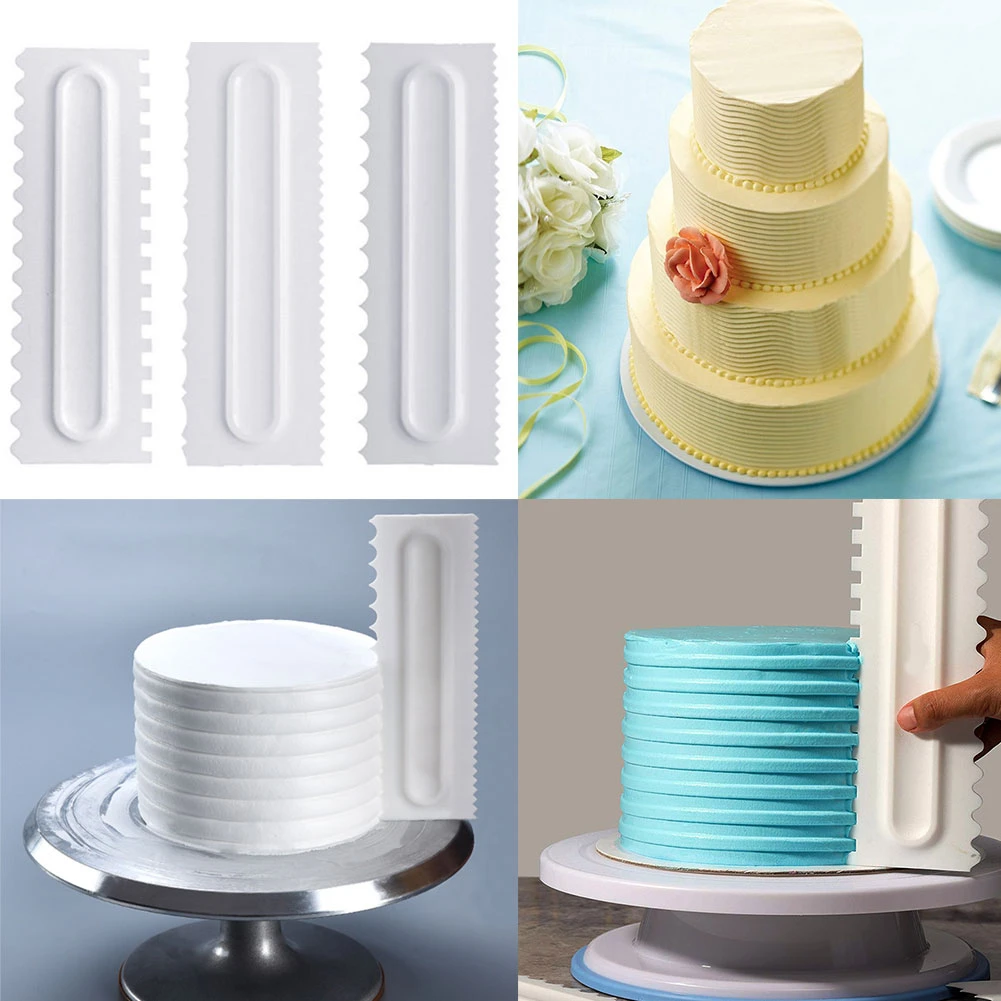 

3pcs cake cream scraper fondant cake styling tools sugar cut flowers DIY baking Irregular multifunction decoration tools