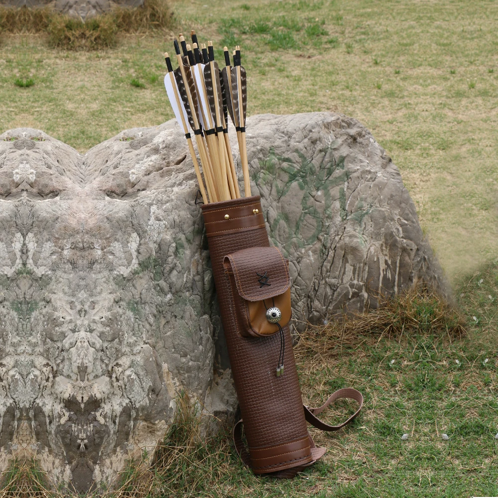 6pcs Archery Wooden Arrows Shield Turkey Feather 33 inch Outdoor