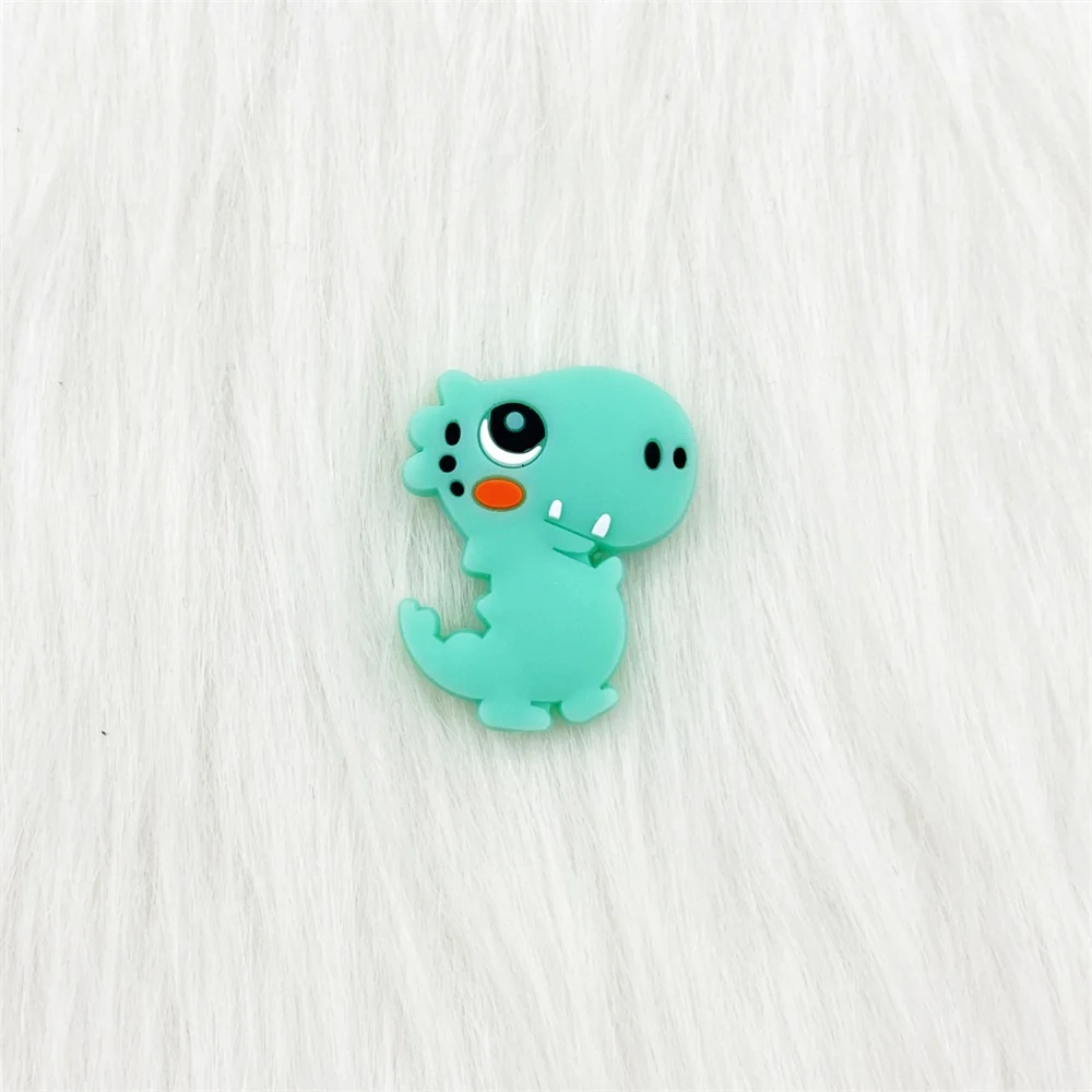 10/pcsSilicone Teether  Food Grade Mini Silicone Dinosaur Beads Baby Animal Teething Beads For DIY  Necklace Chain Accessories 5