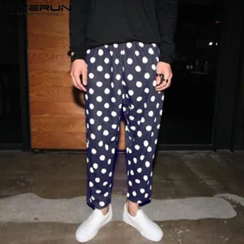 

INCERUN Casual Polka Dot Print Pants Men Elastic Waist High Street Hip-hop Brand Pants Fashion Baggy Joggers Trousers Men 2020