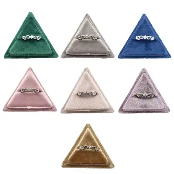

Velvet Double Ring Box Trangle Wedding Ceremony Ring Box with Detachable Lid