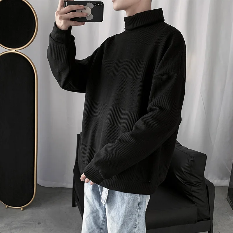 

Casual Loose Man Sweaters Fashion Winter Pullover Korean Style Turtleneck Oversized Man Sweaters Pull Hiver Men's Clothing DB60M