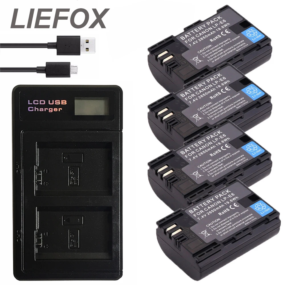 Hot-selling-2x-2650mAh-LP-E6-LP-E6-LPE6-Camera-Battery-pack-For-Canon-5D-Mark