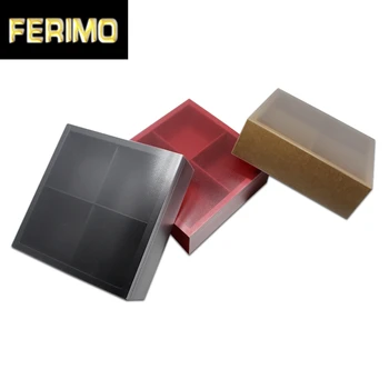 

6PCS/ Lot Kraft Paper Drawer Wed Boxes Packaging for Crafts Jewelry Display Divided Grid Wed Gifts Box With Plastic Clear Lid