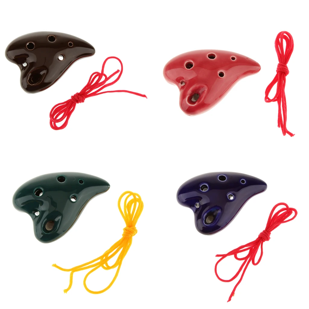

Kids Toy 6 Holes Heart Shape Red Ceramic Ocarina Whistle Music Instrument Toy