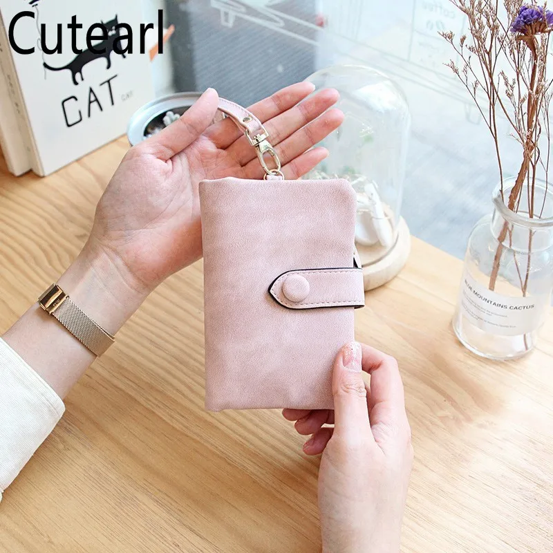 

Short Women Wallets Wristband Zipper Coin Purse Pocket Girls Tri-fold Short Ladies Wallet Walet Portomonee Frosted Soft Leather