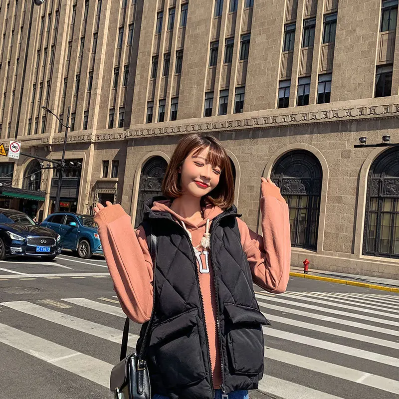 

Down Feather Cotton Waistcoat Women's Short 2019 Autumn & Winter New Style Korean-style Students Loose-Fit down Jacket Cotton-pa