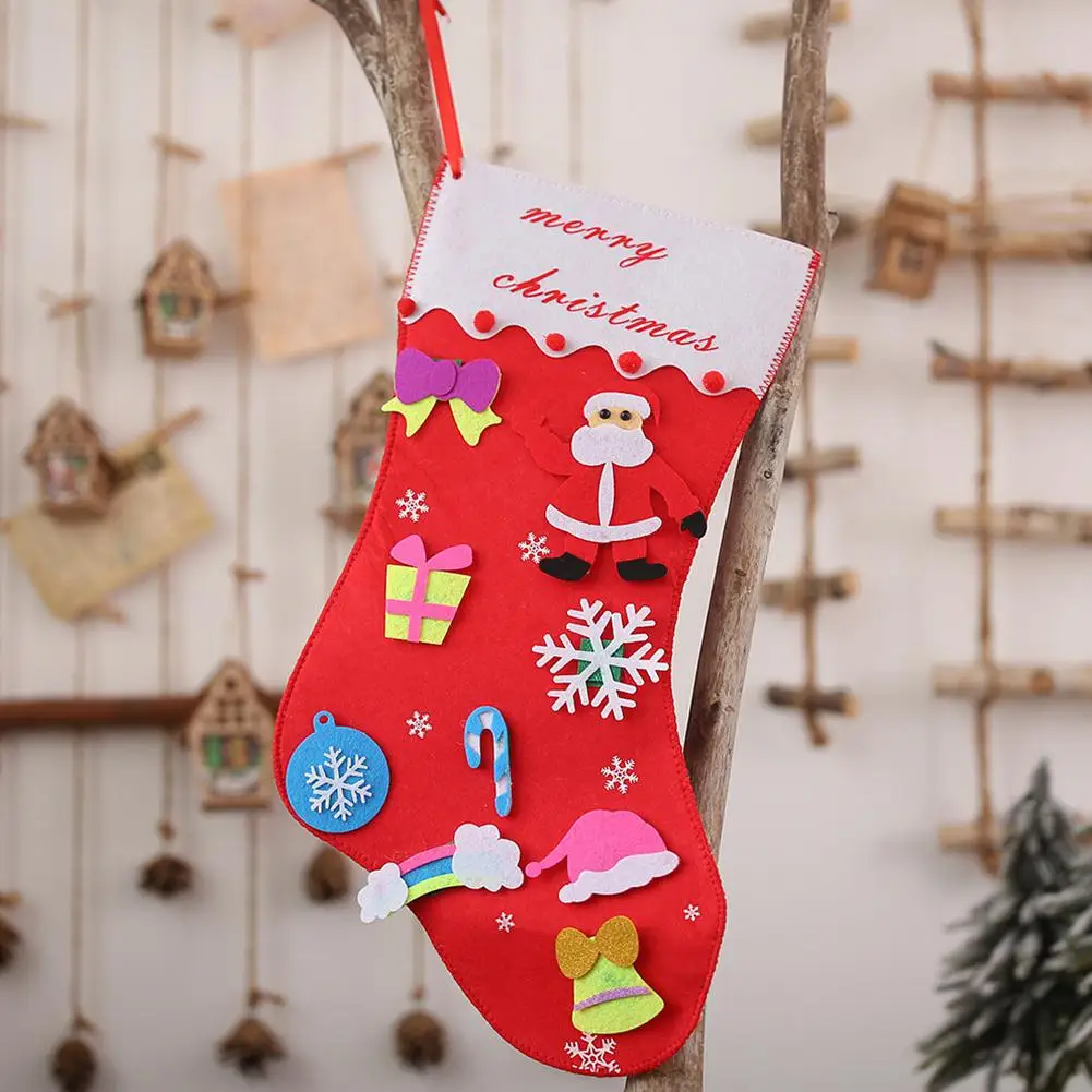 DIY нетканый Рождественский носок подвесной кулон для украшения рождественской елки