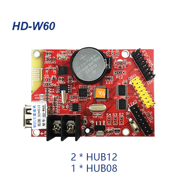 Huidu HD-W60 USB + Wifi Одноцветный и двухцветный СВЕТОДИОДНЫЙ дисплей карта управления 2 *