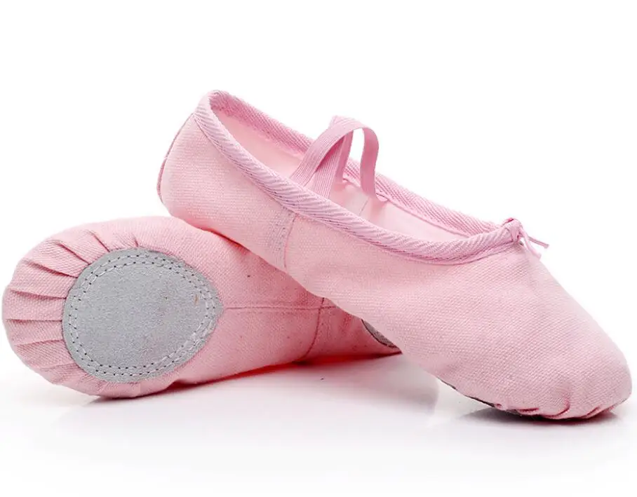 Обувь для маленьких девочек; детская балетная обувь; парусиновые балетные танцевальные Тапочки с раздельной подошвой для девочек; Детские Балетки; тренировочная обувь для танцев - Цвет: pink