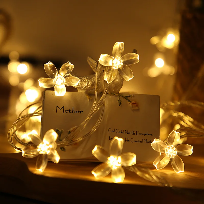 Flower LED String Luminaria Garland For photo Chrismas Lights Cherry Light Chain Fairy Lights Wedding Indoor Decor Party Festoon