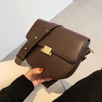 

Simple Saddle Bag Stone Patent Winter Crossbody Bags for Women 2020 Small Handbag Small Bag PU Leather Hand Bag Ladies Designer
