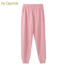 Женские пижамные штаны для отдыха из чистого хлопка эластичная талия розовая Женская Ночная одежда Hoome пижамы Нижняя новая спортивная подошва