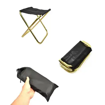 

Portable Folding Chair Aluminum Alloy Gold Folding Stool Outdoor Travel Hiking Practical Small Bench Fishing Chair Durable Seat