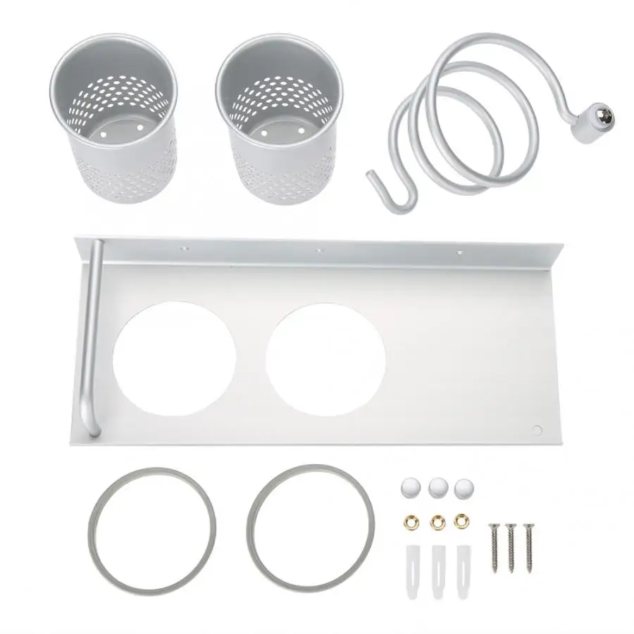 Aluminum Bathroom Shelf Wall Mounted Hair Dryer Stand Holder Rack Organizer Washroom Supplies Toothbrush Comb Rack Styling Tooll