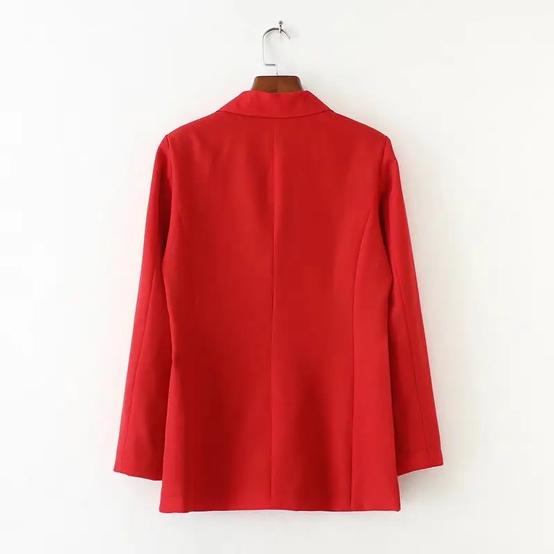 

2017 Autumn New Style Western Style WOMEN'S Dress Solid Color Double Breasted Fold-down Collar Suit Cardigan Coat 46sx-335