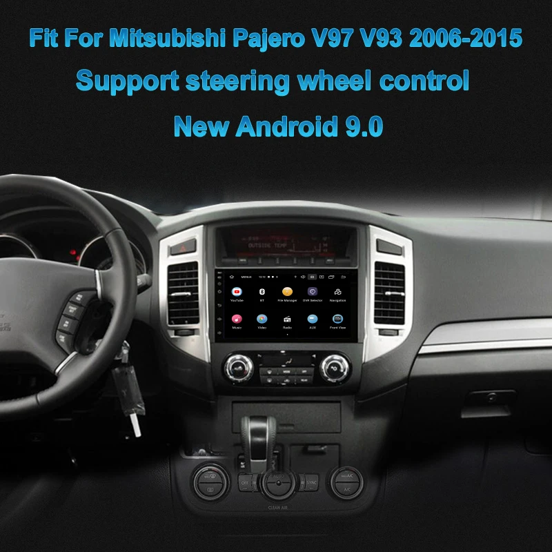 Excellent Funrover 2.5D+IPS android9.0 Car Radio Multimedia dvd navigation Player For MITSUBISHI Pajero V97 V93 2006-2015 GPS Navi stereo 1