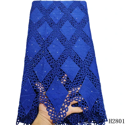 HFX Высокое качество Африканский водорастворимый шнур кружевной ткани модный стиль гипюр шнур сетевой шнурки с камнями для нигерийских H2801 - Цвет: as picture