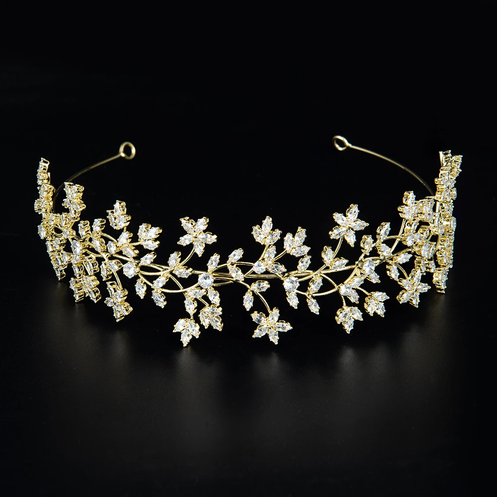 Fashion Bride Hair band Flowers Wedding Tiaras Zircon Women Hair Accessories Jewelry Headpiece Soft Luxury Barrettes Hairband