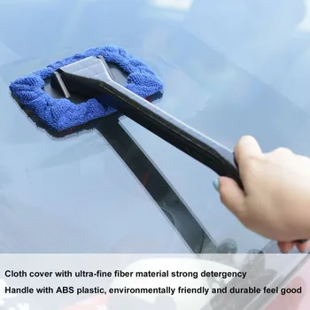 

New Portable Car Window Cleaner Long Handle Car Wash Brush Handle Microfiber Bonnet Windshield Easy Cleaner For Car Hot Sale
