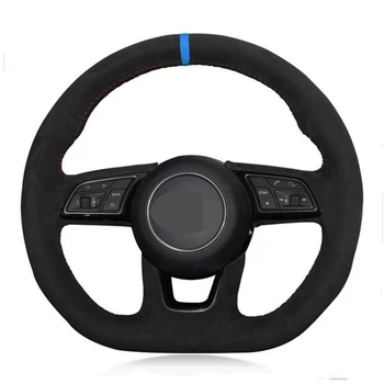 

Car Steering Wheel Cover DIY Black Genuine Leather Suede For Audi A3 (8V) A1 (8X) Sportback Q2 A4 (B9) Avant A5 (F5) 2016-2019