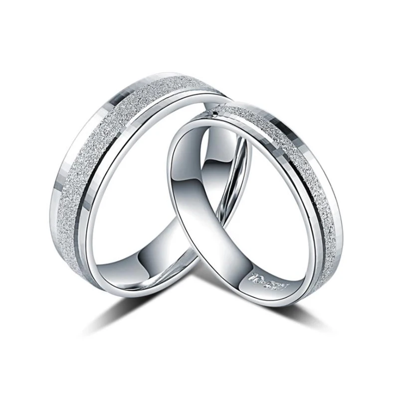 

2Pcs/set 925 silver Zircon Charm Lovers Ring adjustable female Fashion Jewelry Crystal Engagement Wedding Rings For Women Men