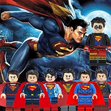 Блоки комплект одежды Супермен Бэтмен "Лига правосудия" Красный сын киборг Superboy аквамэн Лекса лютора Джор-Эл игрушки Фигурки Мстителей в блоки игрушка