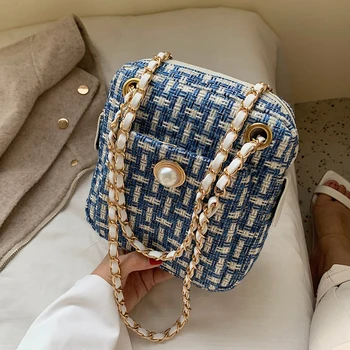 

Brand Crossbody Bags For Women Chic Small Square Bags Designer Handbags and Purse Chains Female Shoulder Messenger Bags Knit