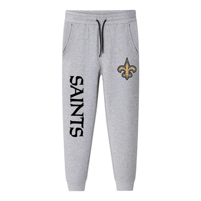 Патриоты чемпионы плюс бархатные спортивные штаны Новая Англия Мужские Женские Теплые повседневные спортивные брюки для влюбленных размера плюс XS-5XL - Цвет: Saints Gray