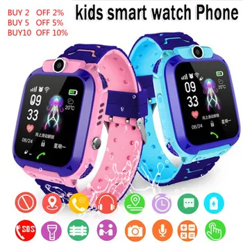 

Q12 Children's Smart Watch SOS Phone Watch Smartwatch For Kids With Sim Card Photo Waterproof IP67 Kids Gift For IOS Android