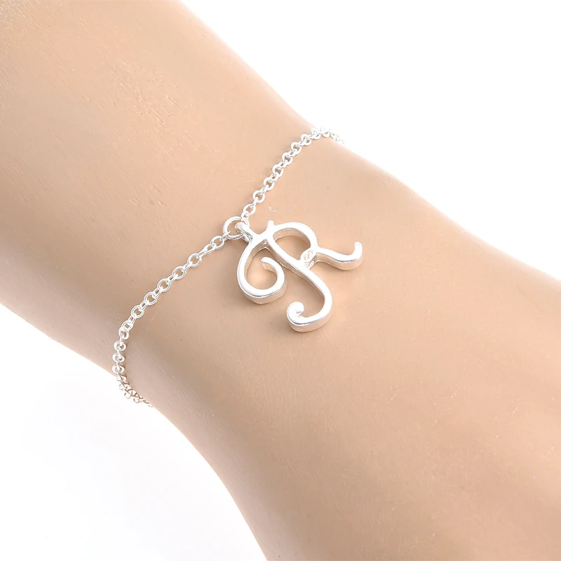 Monogram Cursive Initial M Name Bracelet Swirl English Alphabet