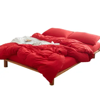 

4 Pcs Bedding Set Duvet Bed Cover Pillowcase Cotton Comfortable Solid Full Queen King Size Bed Sheet Sets Home Decoration D20