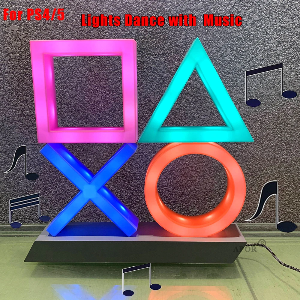 Lámpara con icono de juego USB para PS4, PS5, Control de voz, luz acrílica, 3 modos de decoración para Navidad