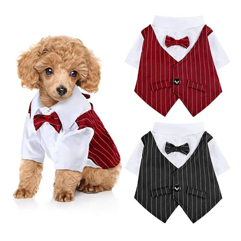 Camisa para perro pequeño, traje elegante con pajarita, esmoquin