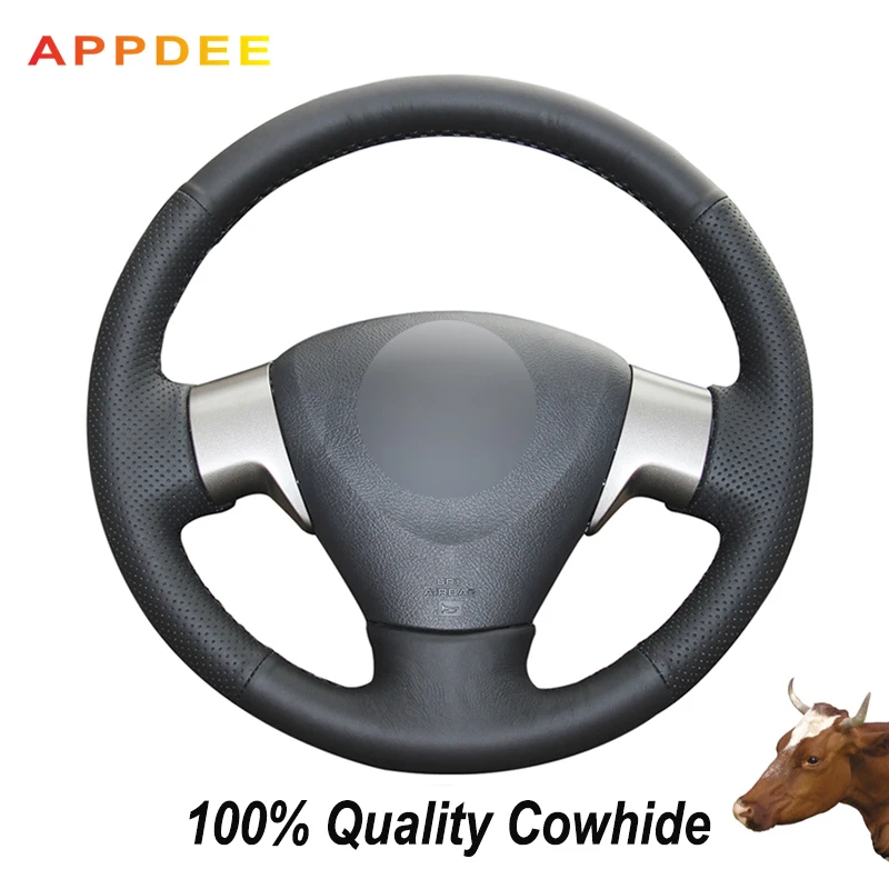 APPDEE черный чехол рулевого колеса автомобиля из натуральной кожи для Toyota Corolla 2009-2013 Matrix 2009-2010 Auris 2007-2009