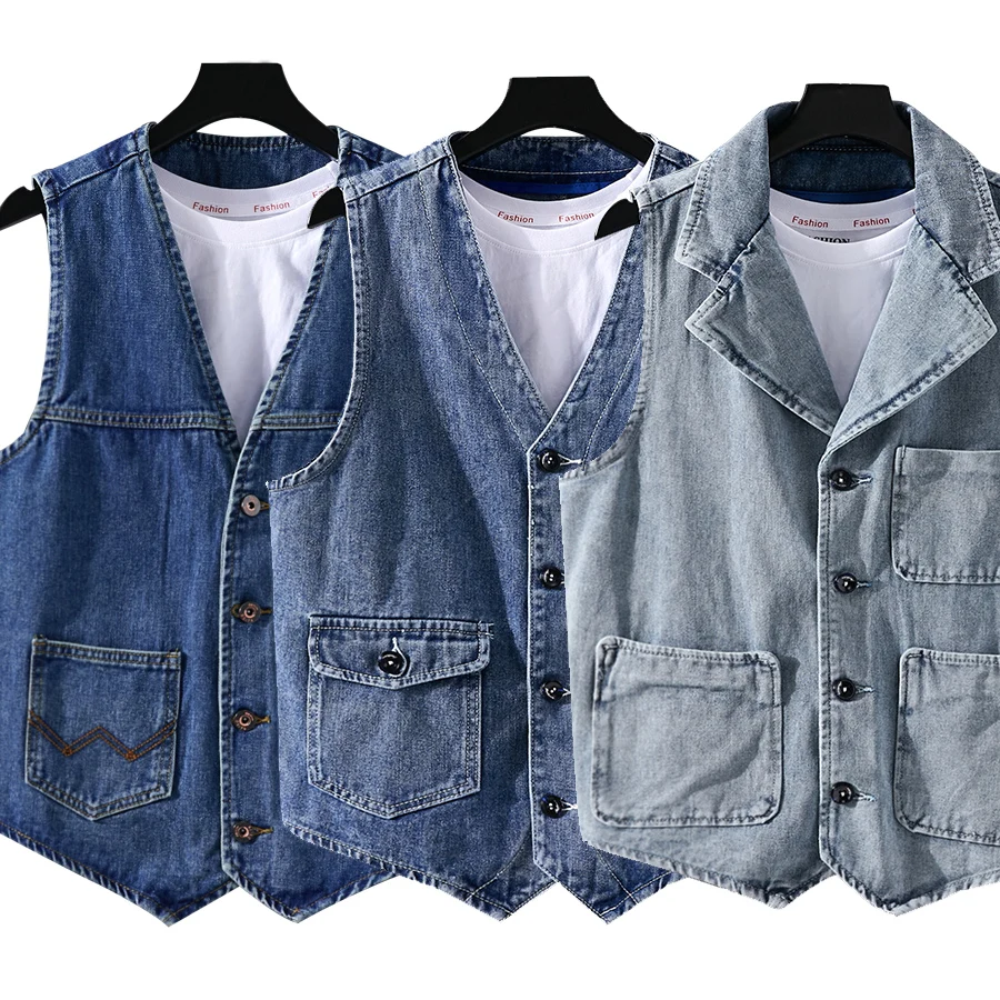 

British Style Fashion Men Vest Slim Fit Casual Smart Denim Vest Men Vintage Designer Waistcoat Leisure Suit Veste Hombre