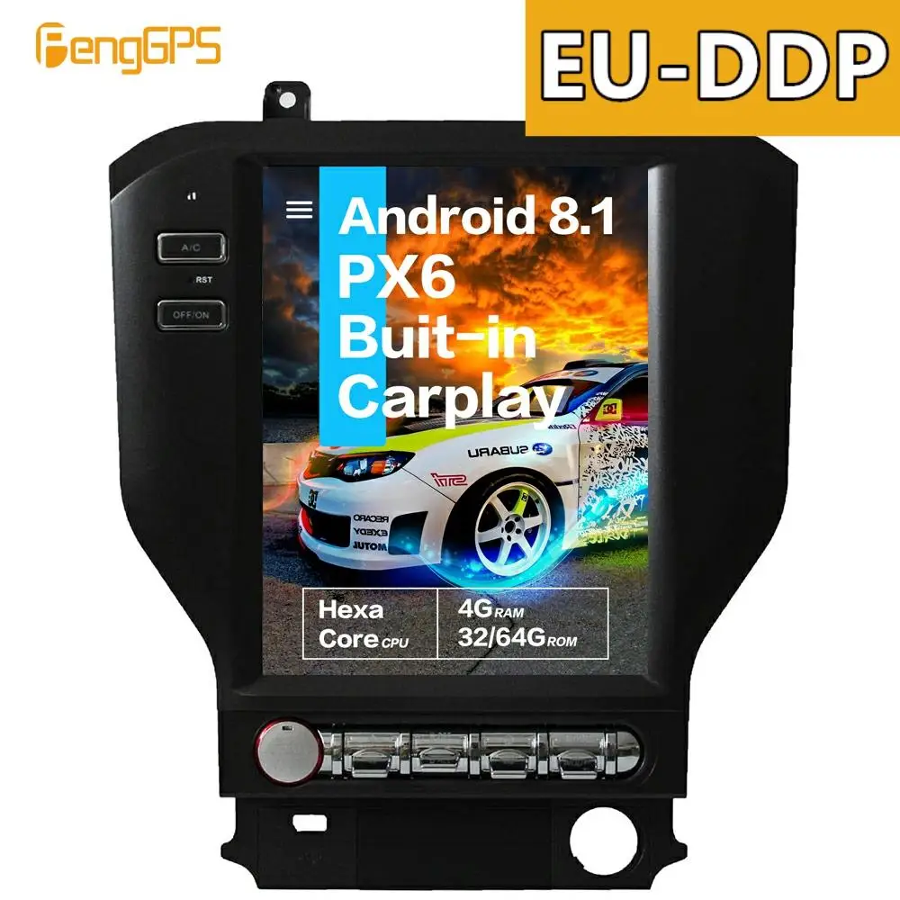 

Tesla Android 10,4 с вертикальным экраном 8,1 дюйма, голосовым управлением, встроенным автомобильным радио для Ford Mustang 2015 2016 2017, GPS-навигацией
