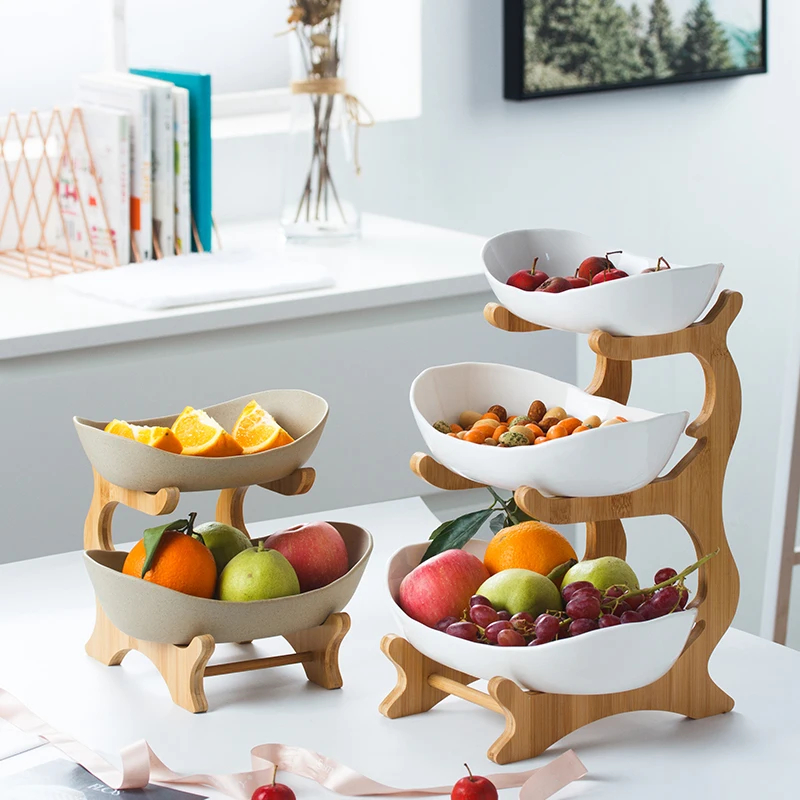 Fruit Plate Three Layer Snack Shelf Bowl Candy Cake Stand Kitchen Storager 