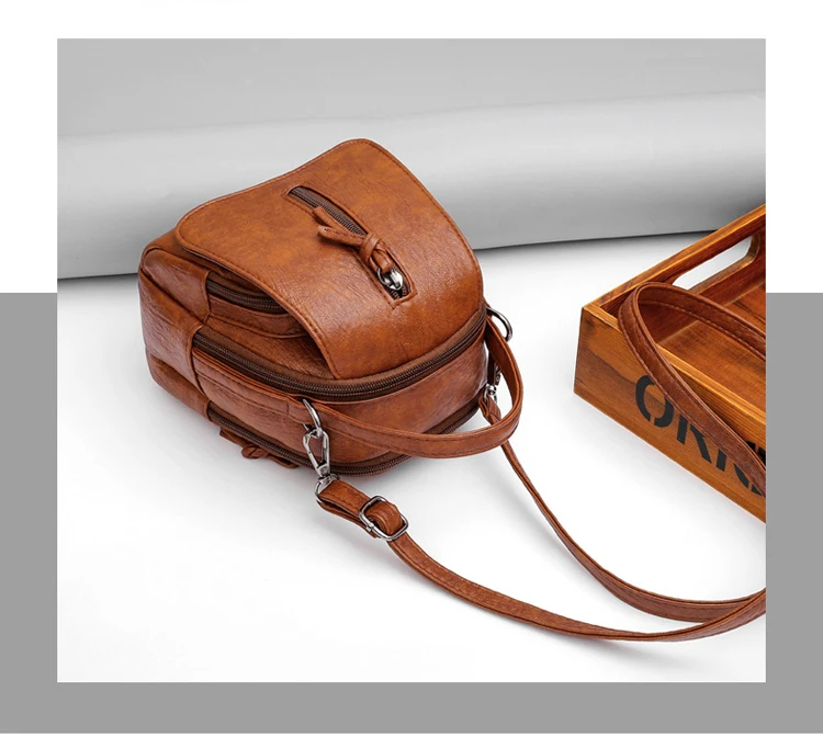 Vintage Soft Leather Shoulder Bags for Women Large Capacity Female Handbag Double Compartment Crossbody Bags Lady Small Tote