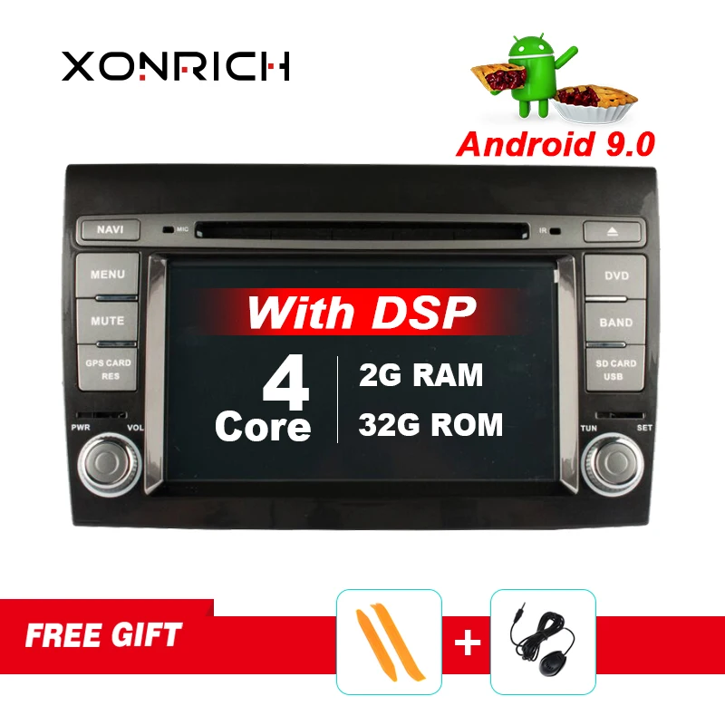 Xonrich 2 Din Auto Radio Android 9 For Fiat/Bravo 2007-2012 Car GPS Stereo Multimedia Player Blueto