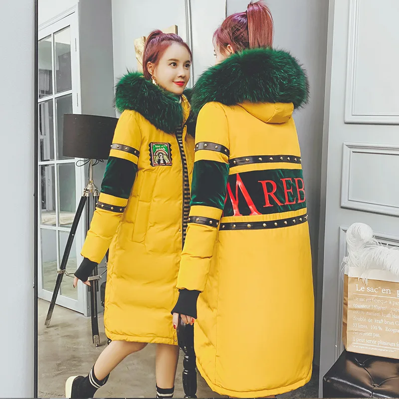 

Only Yellow 2018 Winter Jiuba8878 with Faux Fur Collar Women's Elegant Fashion Hooded Cotton-padded Clothes