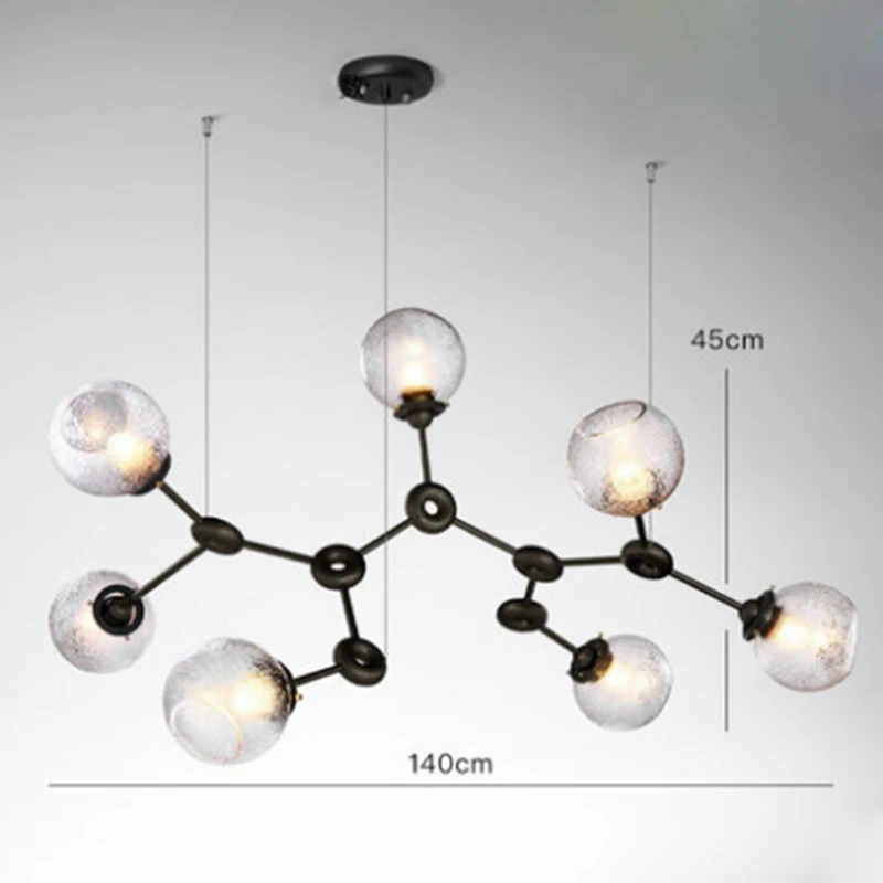 7lights black Современный минималистский золотой металлической краской Регулируемая люстра художественный дизайн Стеклянный Шар Абажур Светодиодный E27 освещение украшение гостиной - Цвет абажура: 7lights black