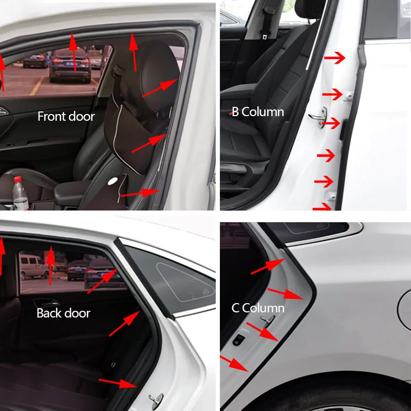 Auto Door Rubber Seal Strip L-type Double Layer Sealing Adhesive Stickers Noise Insulation Weatherstrip Car Interior Accessories 5