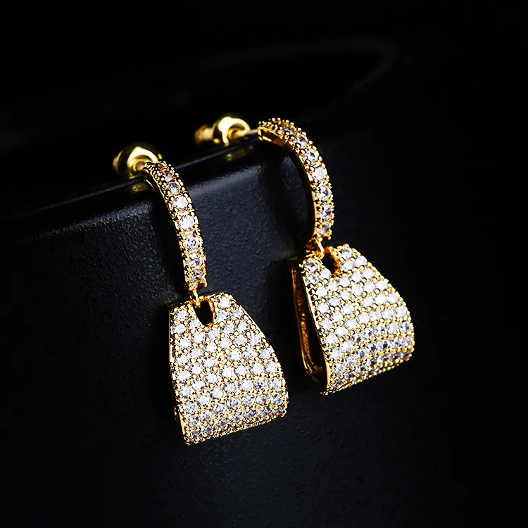

Cute Silver Gold Color Wedding Earrings Luxury Women Small White Zircon Drop Earrings Simple Dangle Earrings For Women